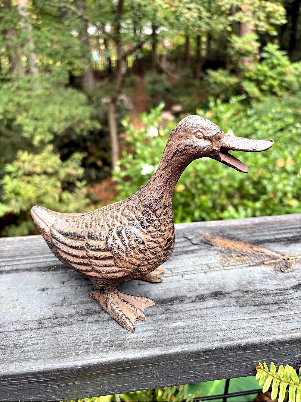 Duck Cast Iron Sculpture Decor in Brown